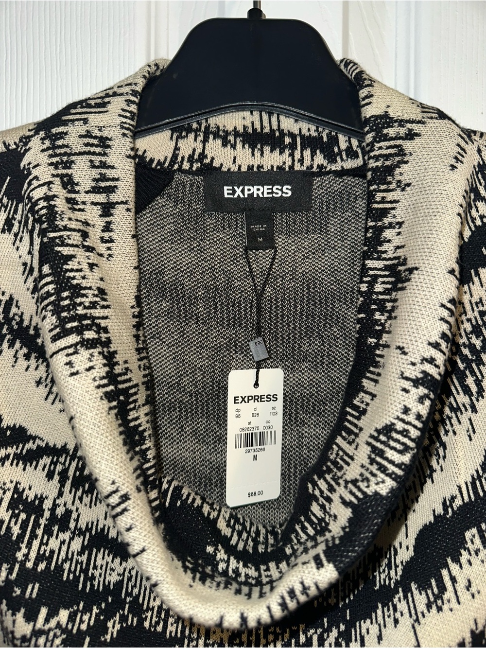 Express Sleeveless Shoulderpadded Cowl Neck Top in Beige and Black Zebra Print - Picture 2 of 3